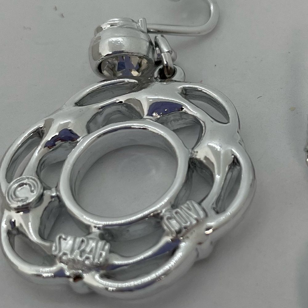 Vintage Sarah Coventry Dangling Drop Rhinestone Clip Earrings - Picture 5 of 13